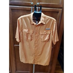 Cabela's Realtree Fishing Shirt Mens Large Orange Button Up Vented Gorp Outdoors